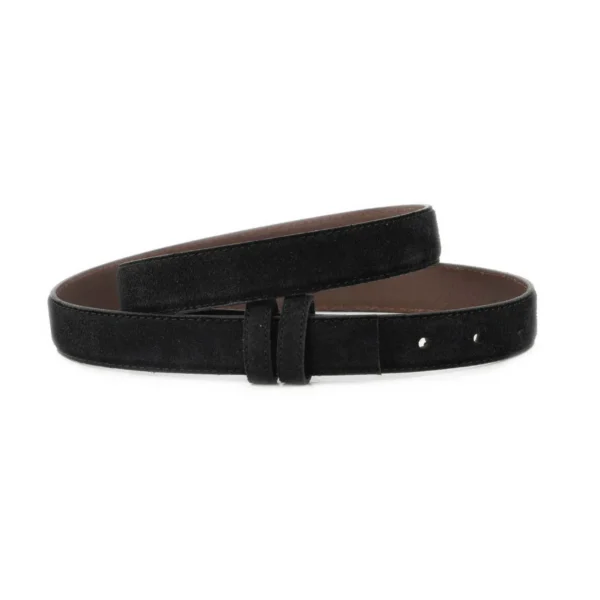 Black Suede Replacement Belt Strap 1 Inch Without Buckle 1 SUET 25 CUT BLACK KASV