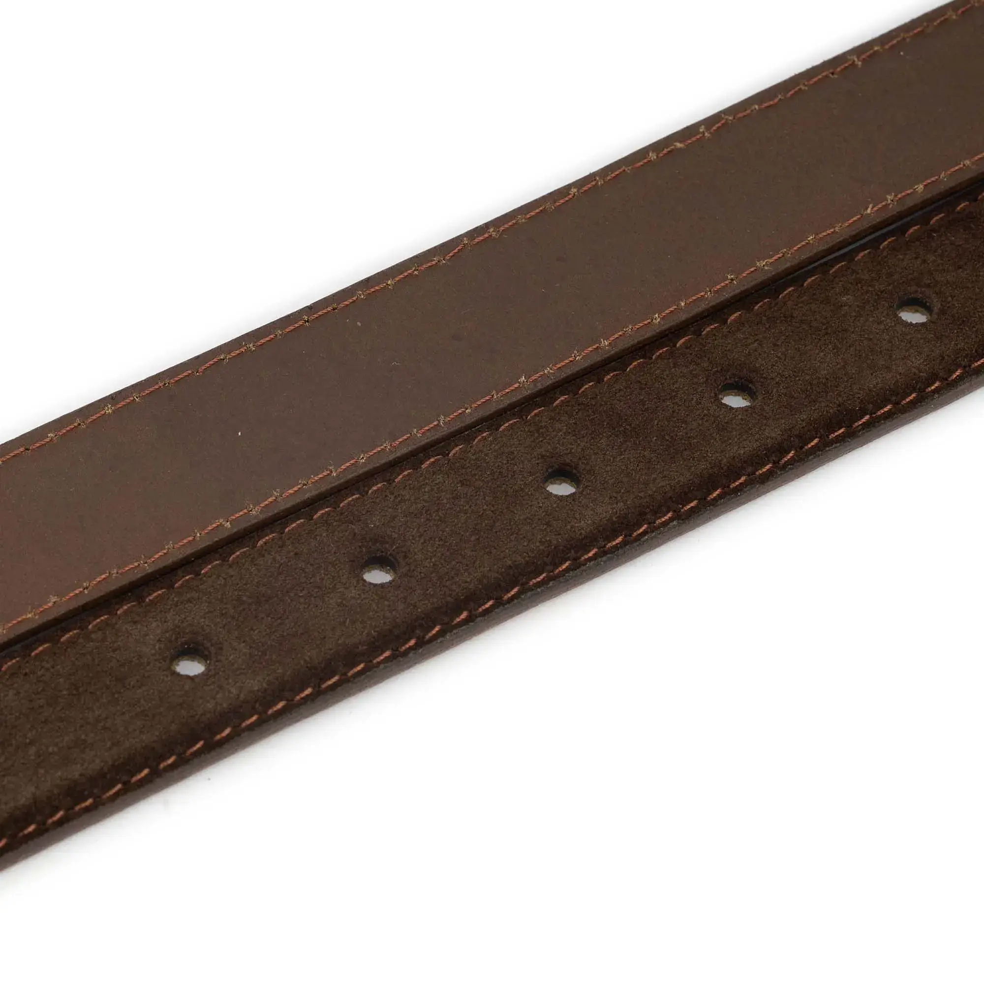 Brown Suede Belt 1 Inch Width with Rounded Dark Silver Buckle 4