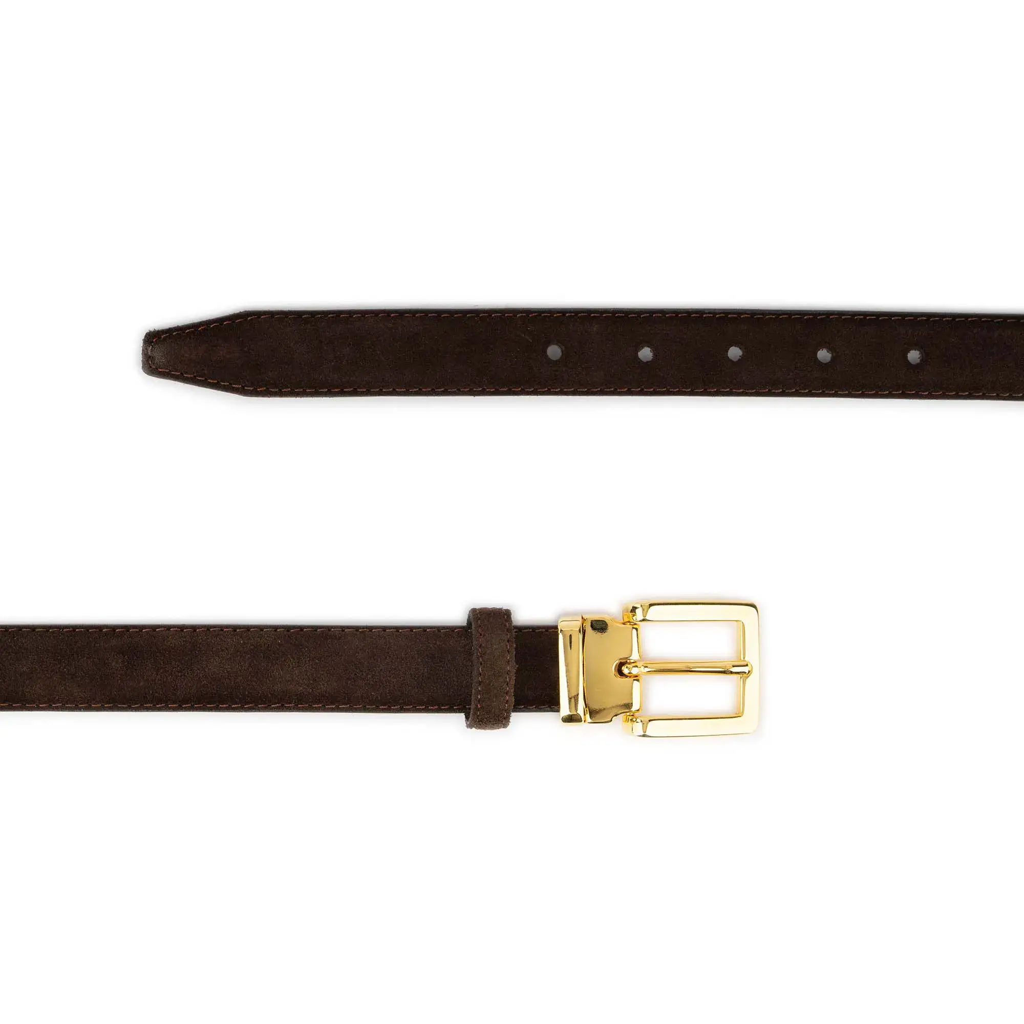 Brown Suede Belt 1 Inch Width with Square Gold Buckle 3