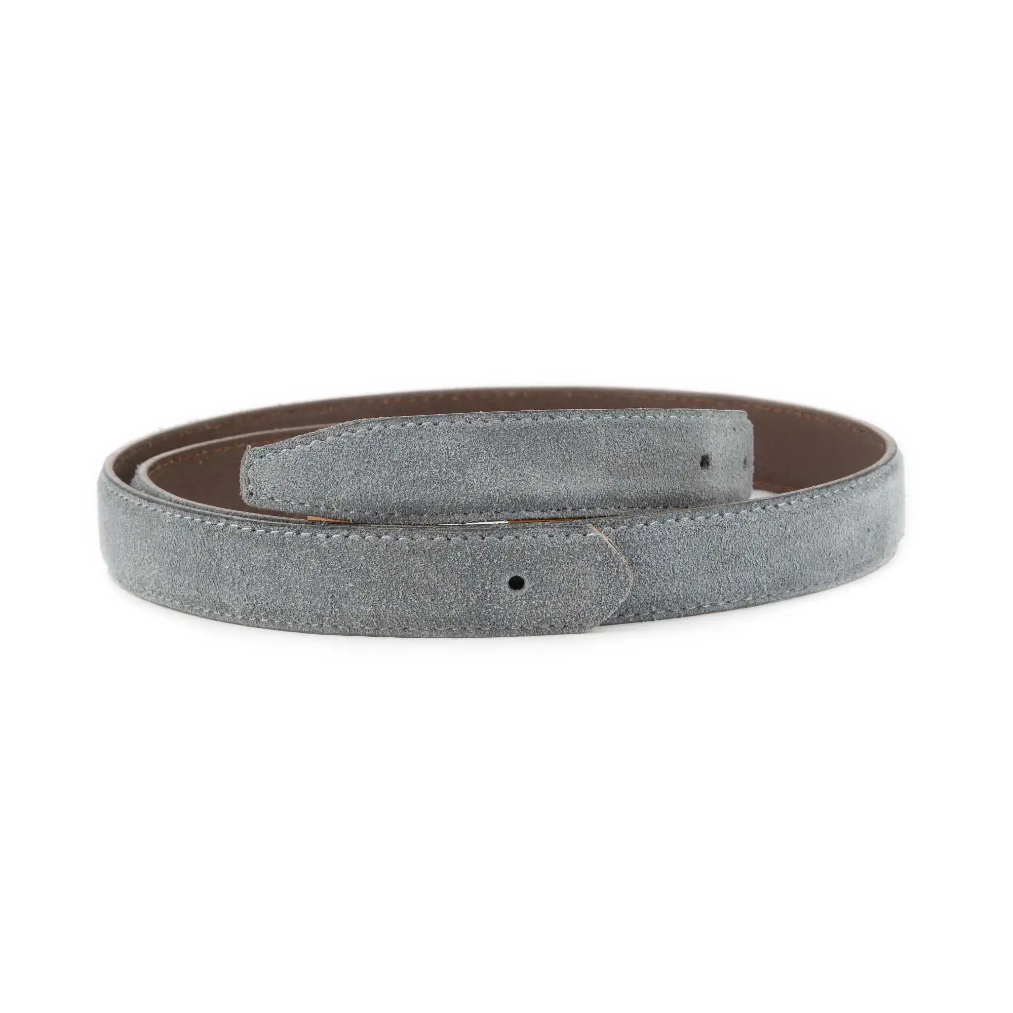 Gray Suede Leather Belt Strap Replacement 2 5 cm with Buckle Hole 1 SUET 25 HOLE GRAY KASV
