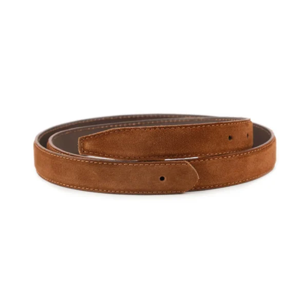 Tobacco Suede Leather Belt Strap Replacement 2 5 cm with Buckle Hole 1 SUET 25 HOLE TOBAC KASV