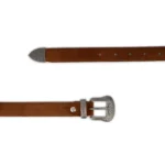 Tobacco Brown Suede Belt with Antique Silver Western Buckle display picture 1