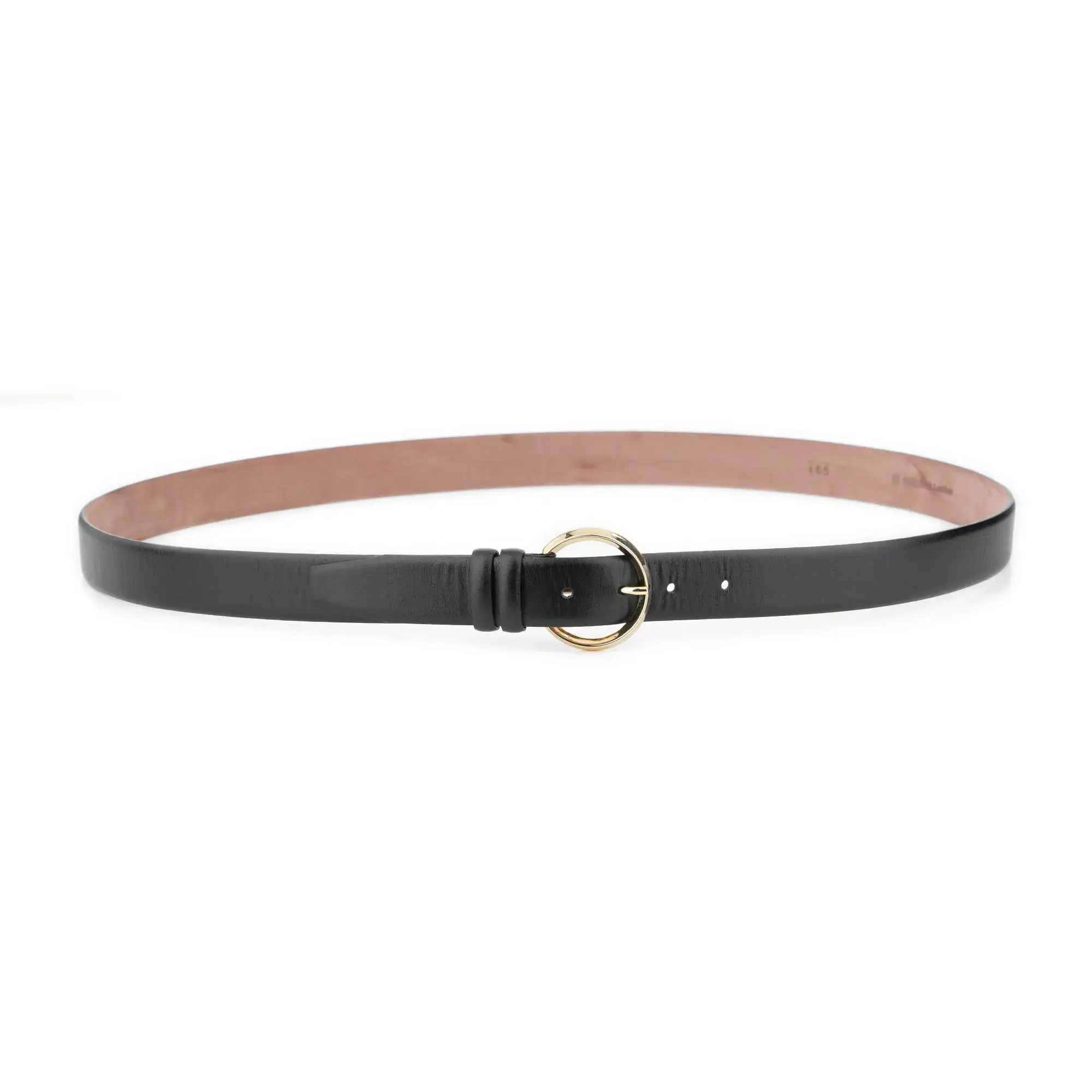 Black Plus Size Belt For Women With Round Gold Buckle 2