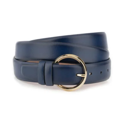 Blue Plus Size Belt For Women – Round Gold Buckle 1