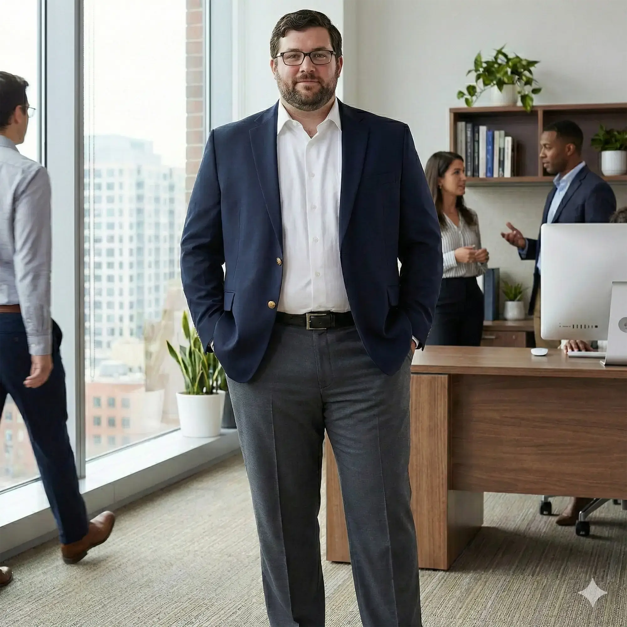Mens Big and Tall Black Dress Belt with Square Nickel Buckle 6
