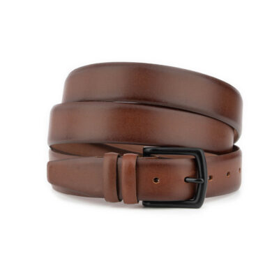 Mens Extra Long Leather Belt With Black Buckle 1 BIGTALL 35 COGSM BLABRA GODE