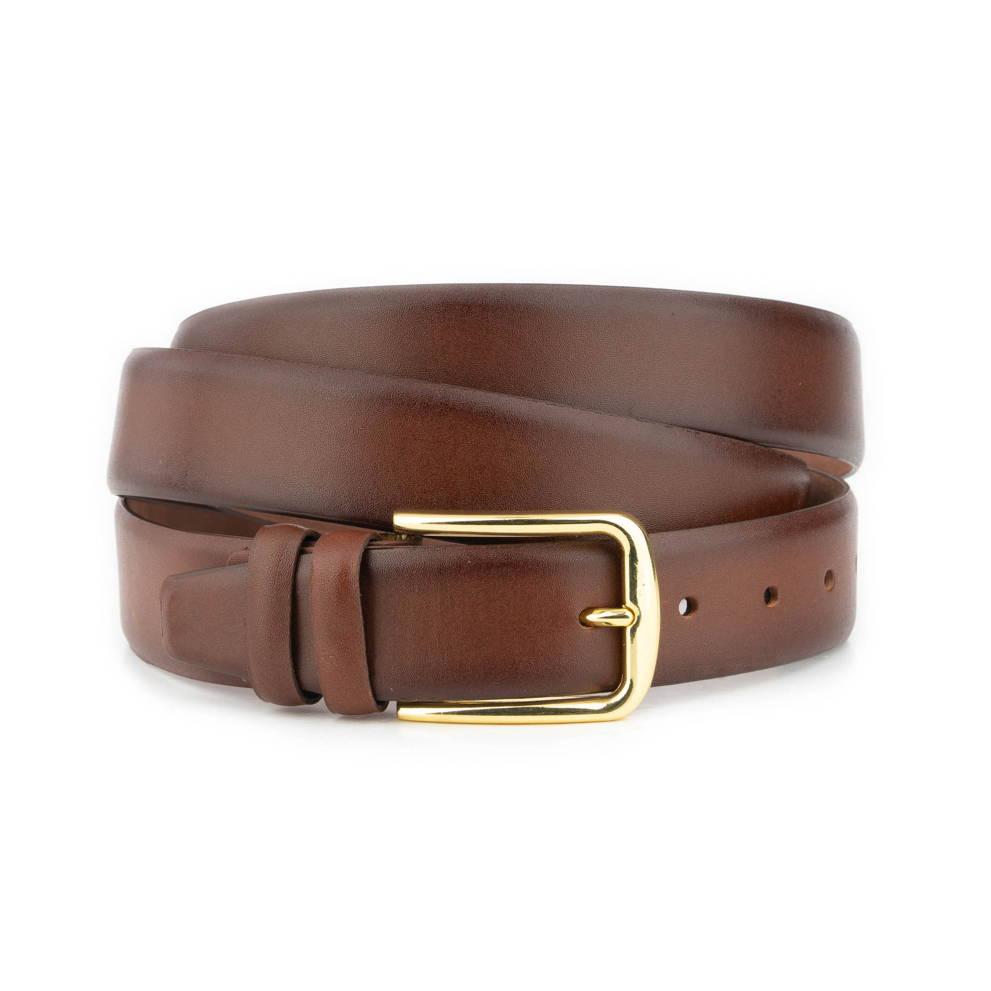 Mens Plus Size Belt With Gold Buckle Brown Quality Leather 1 BIGTALL 35 COGSM GDBU GODE