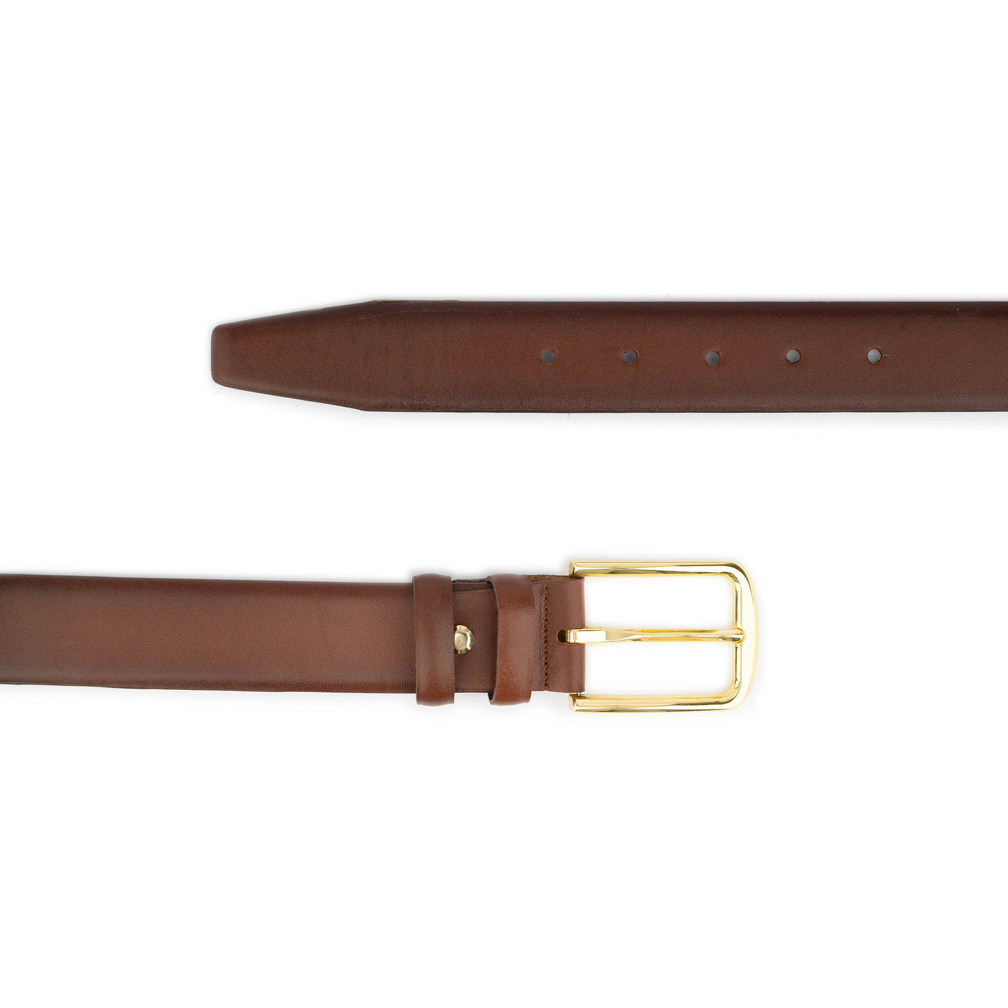 Mens Plus Size Belt With Gold Buckle Brown Quality Leather 3