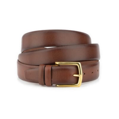 Plus Size Brown Leather Belt With Brass Buckle 1 BIGTALL 35 COGSM GOLBRA GODE