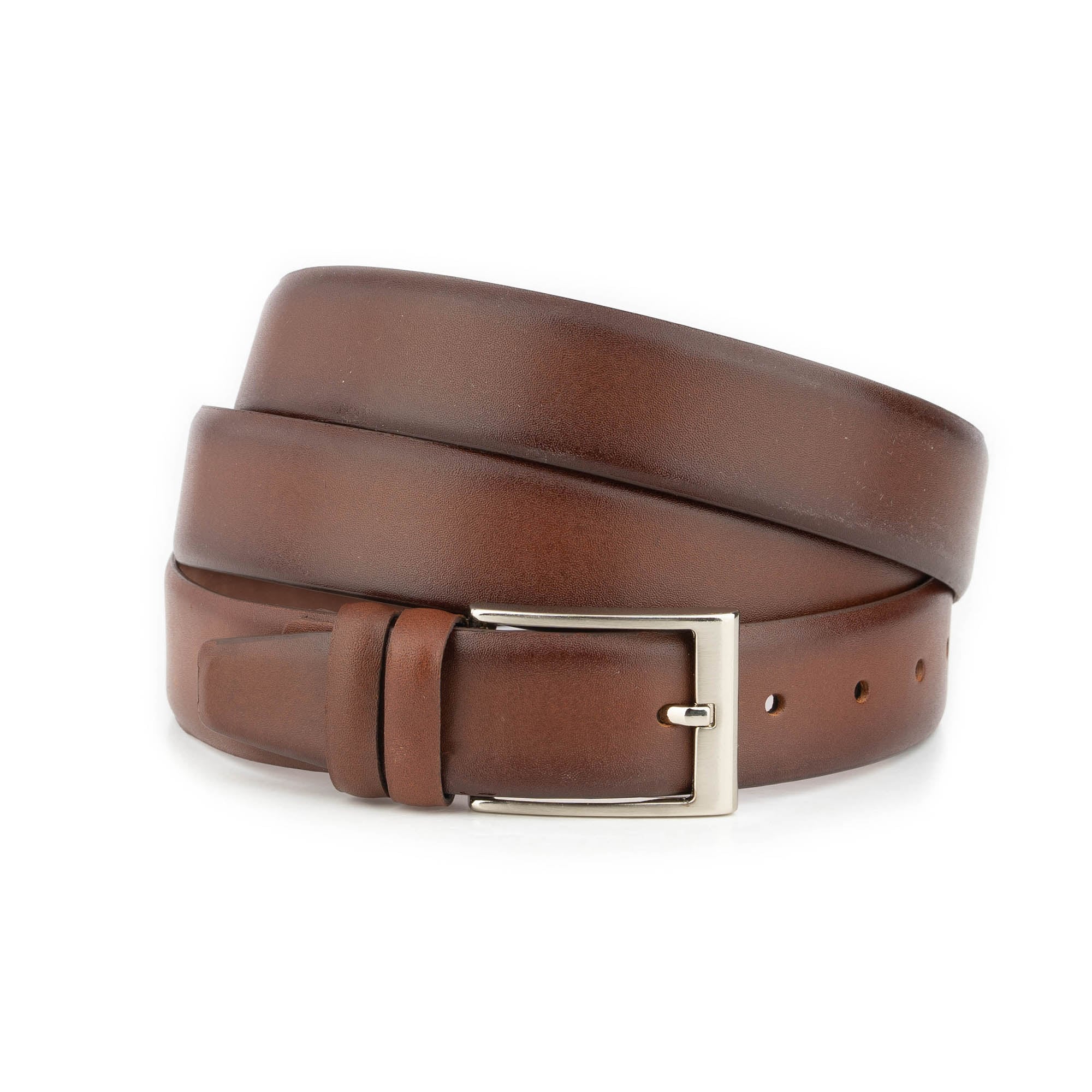 Plus Size Brown Leather Belt with Silver Buckle 1