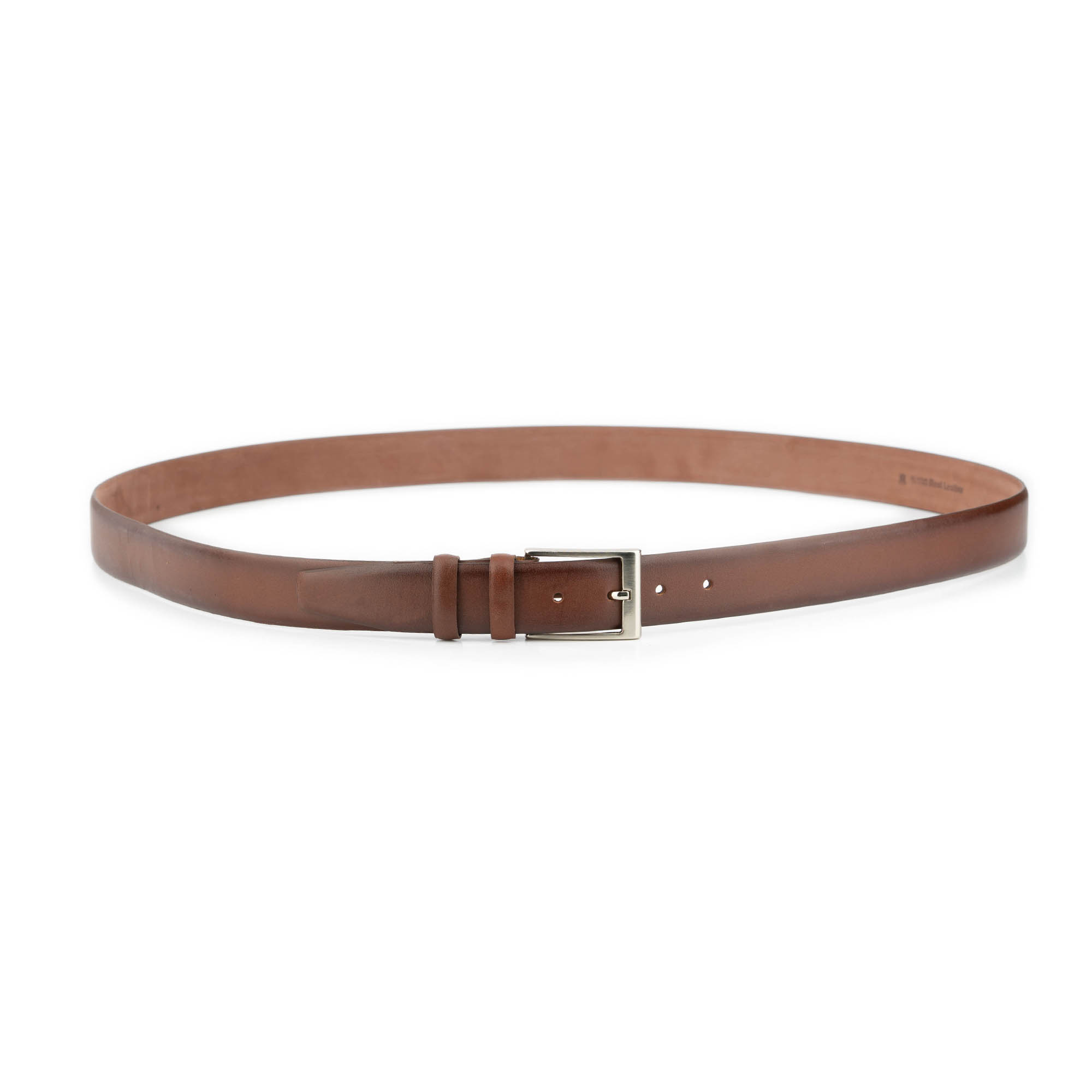 Plus Size Brown Leather Belt with Silver Buckle 2
