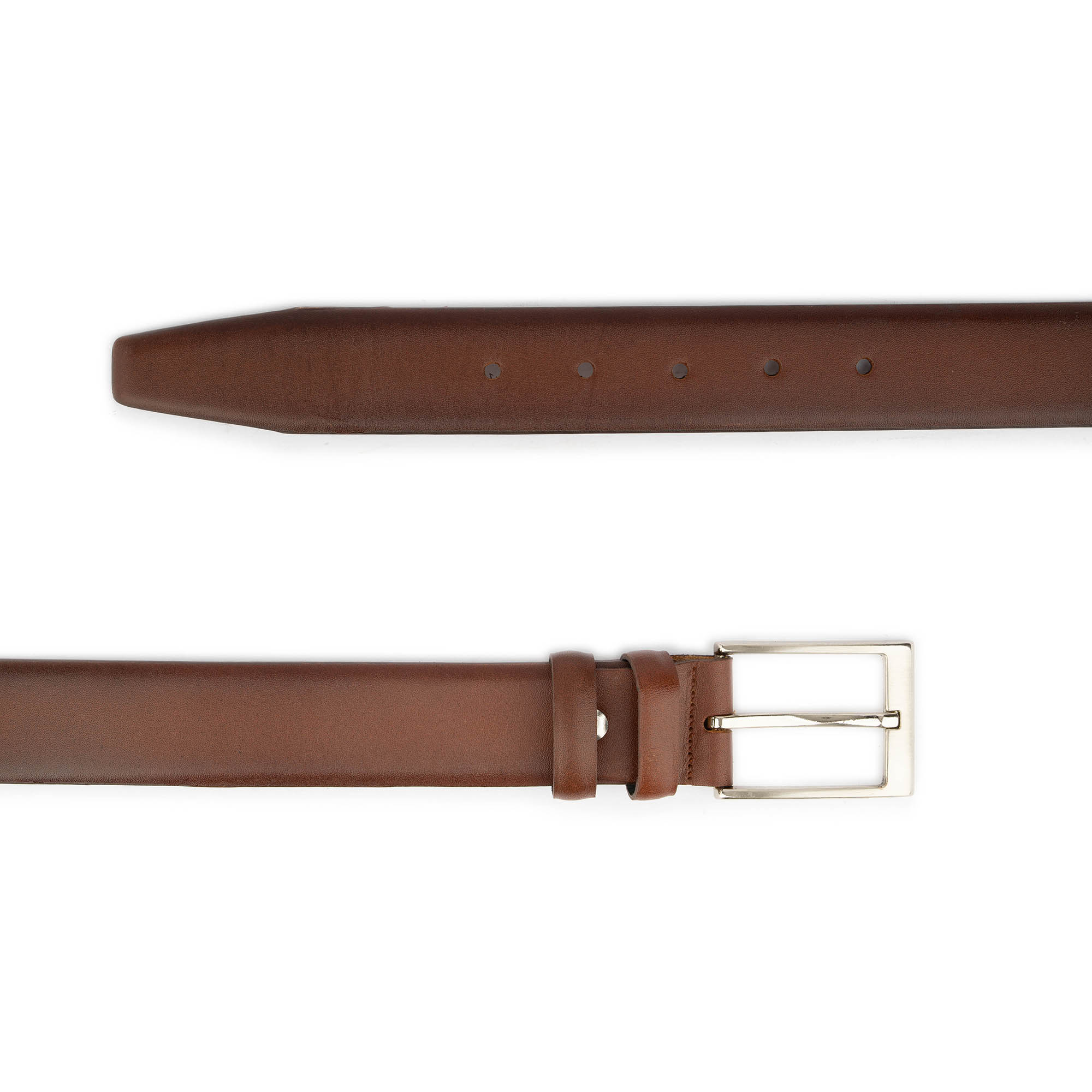 Plus Size Brown Leather Belt with Silver Buckle 3