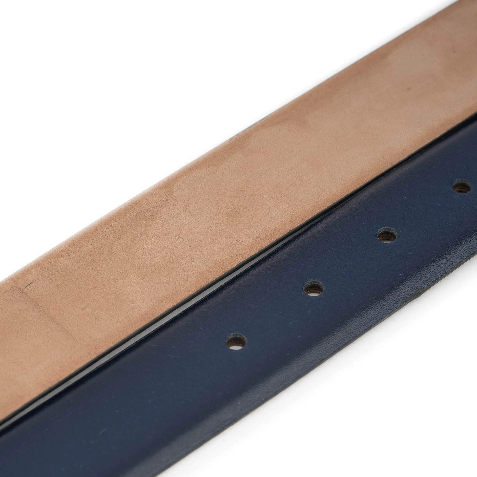 Plus Size Dressing Belt For Men Blue Leather Silver Buckle 4