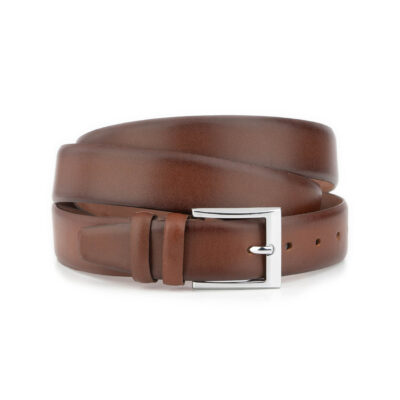 Plus Size Men's Brown Leather Belt with Nickel Silver Buckle 1 BIGTALL 35 COGSM NISQ GODE