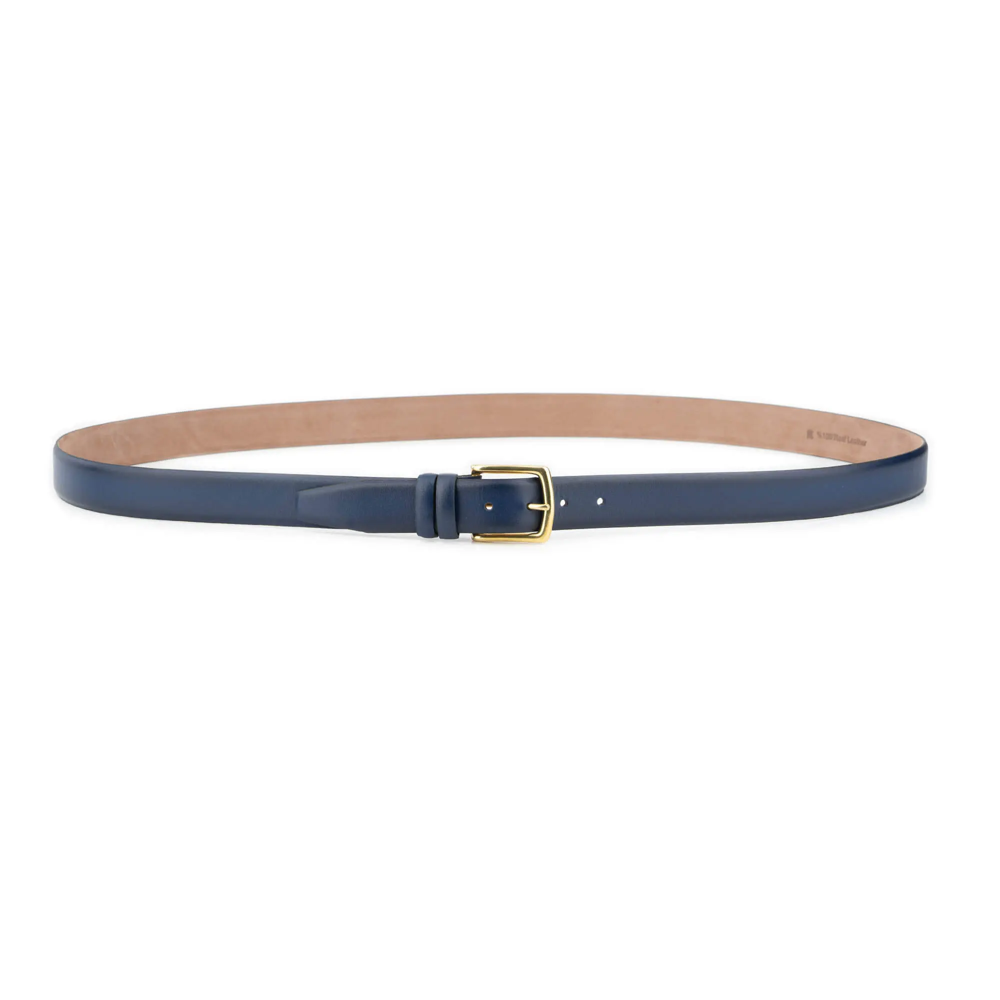 Plus Size Mens Navy Blue Belt With Gold Brass Buckle 2