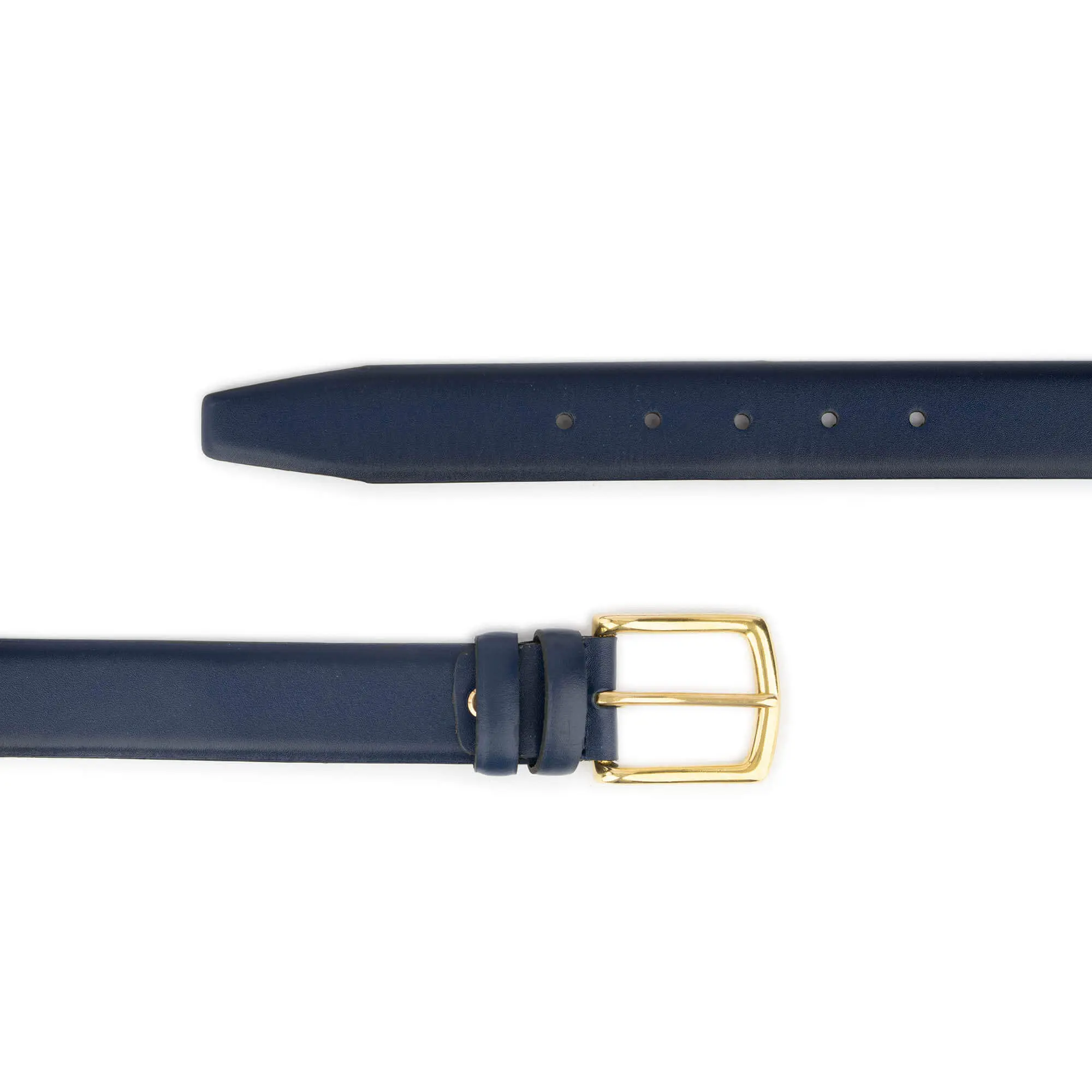 Plus Size Mens Navy Blue Belt With Gold Brass Buckle 3
