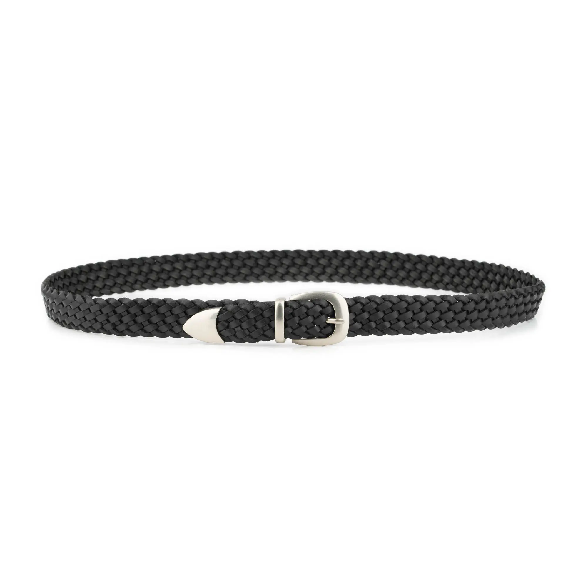 Western Big and Tall Braided Belt Black Woven Leather 2