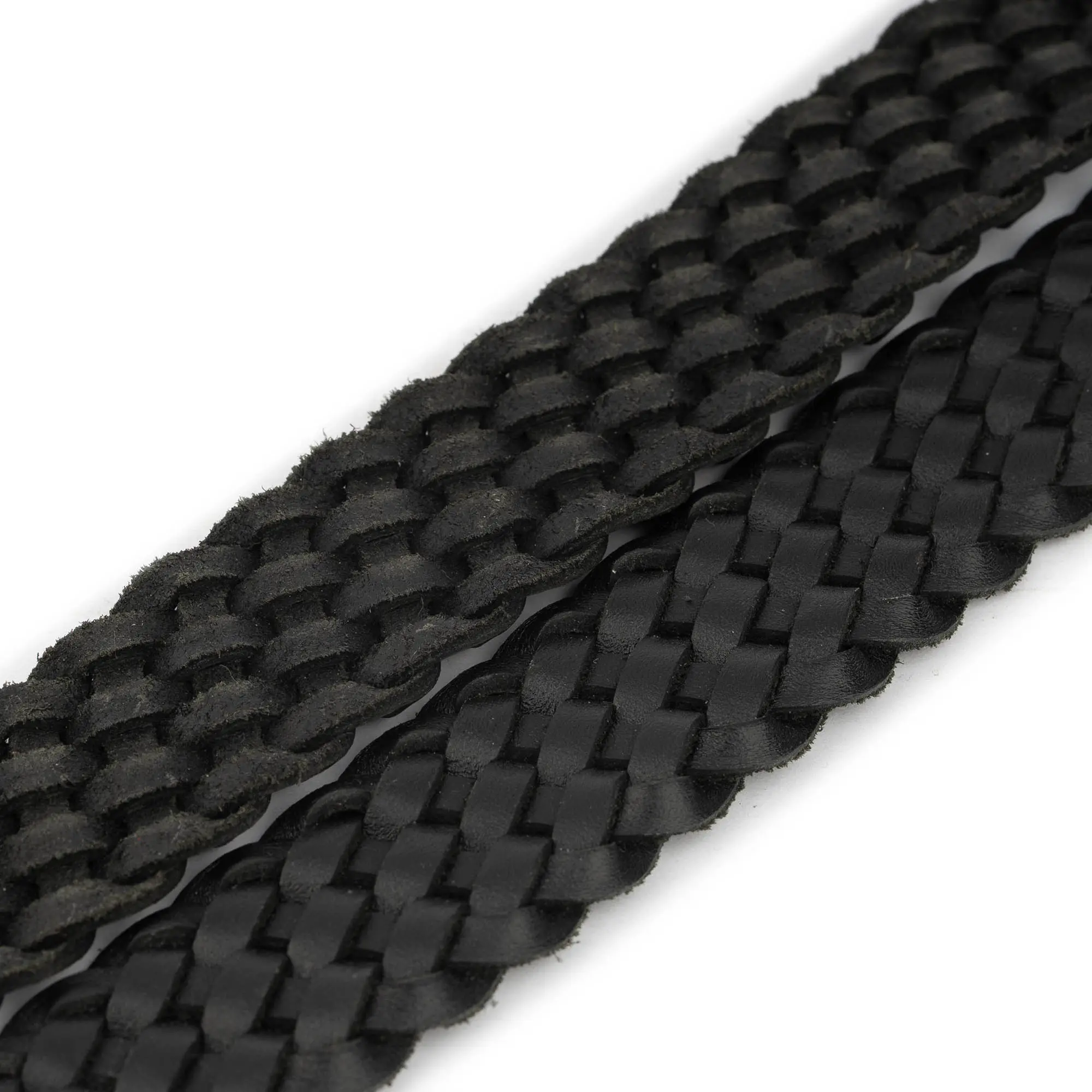 Western Big and Tall Braided Belt Black Woven Leather 4