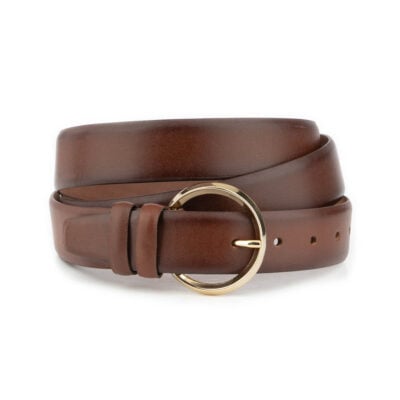 Womens Plus Size Belt With Gold Circle Buckle Genuine Leather 1 BIGTALL 35 COGSM ROUNGD GODE