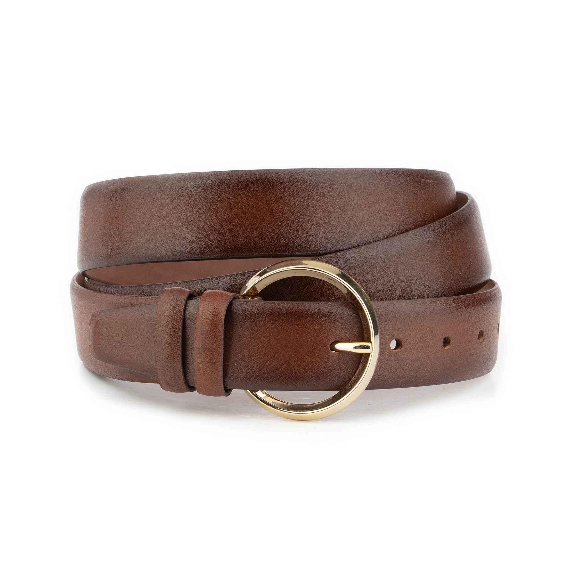 Womens Plus Size Belt With Gold Circle Buckle Genuine Leather 1 BIGTALL 35 COGSM ROUNGD GODE