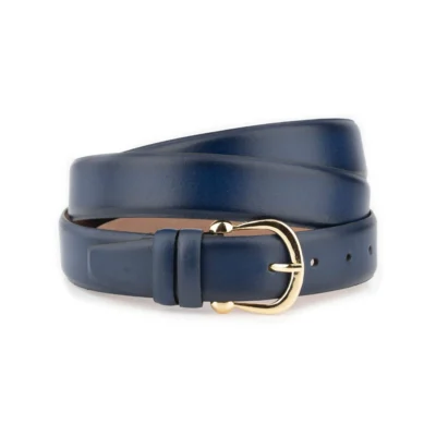 Womens Plus Size Navy Blue Belt With Gold Horseshoe Buckle 1