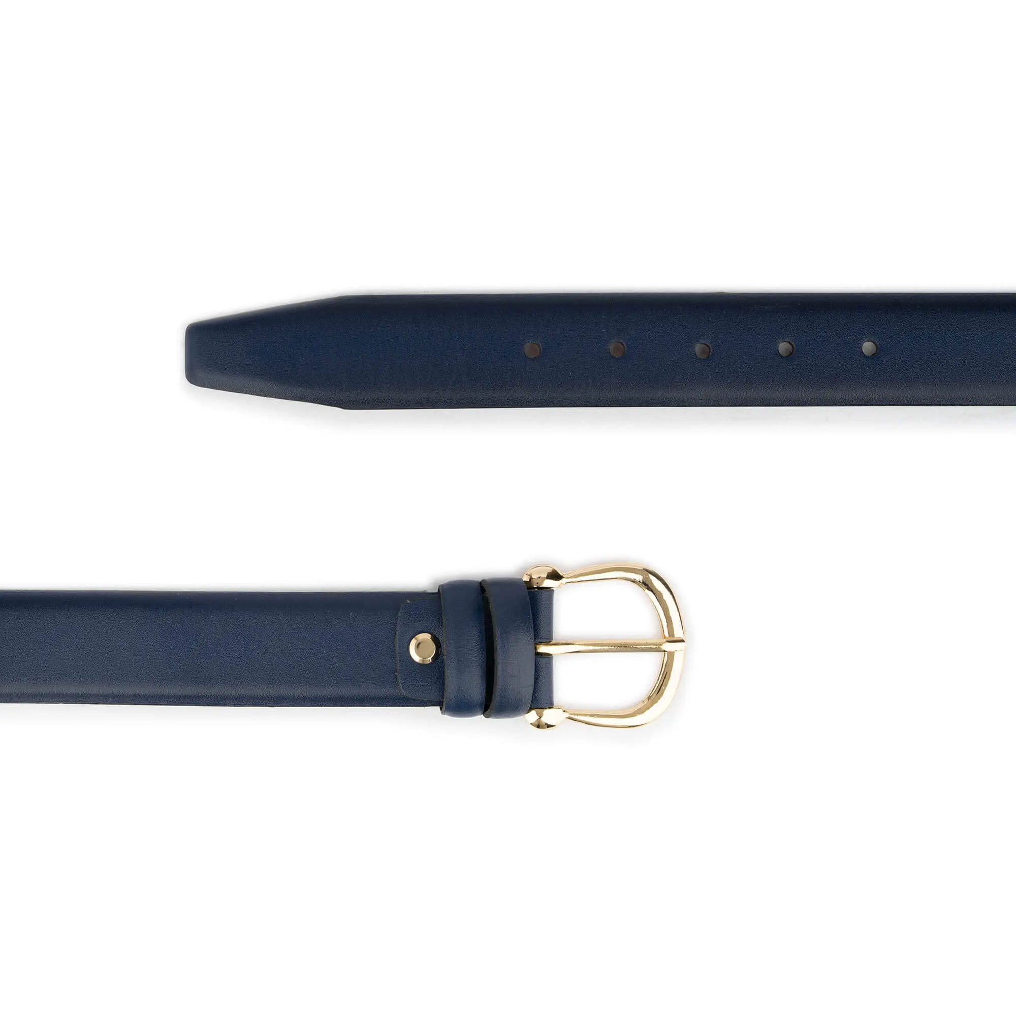 Womens Plus Size Navy Blue Belt With Gold Horseshoe Buckle 3