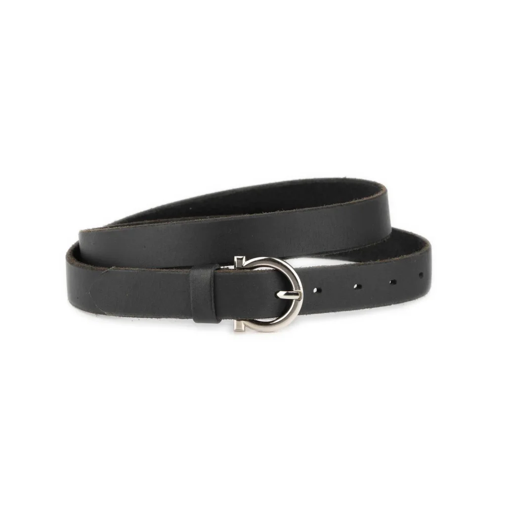 Handmade Extra Long Leather Belt With Silver Horseshoe Buckle 1 WEST 25 BLAFUG HORSSIL FL25