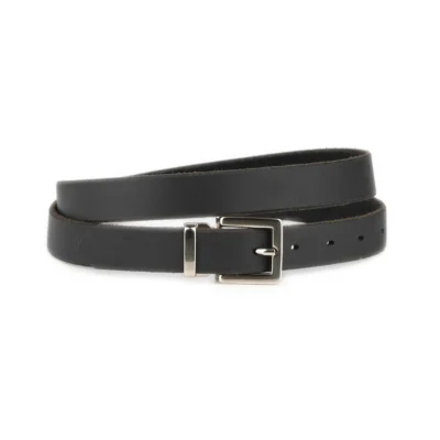 Handmade Plus Size Belt Black Full Grain Leather Nickel Buckle 1