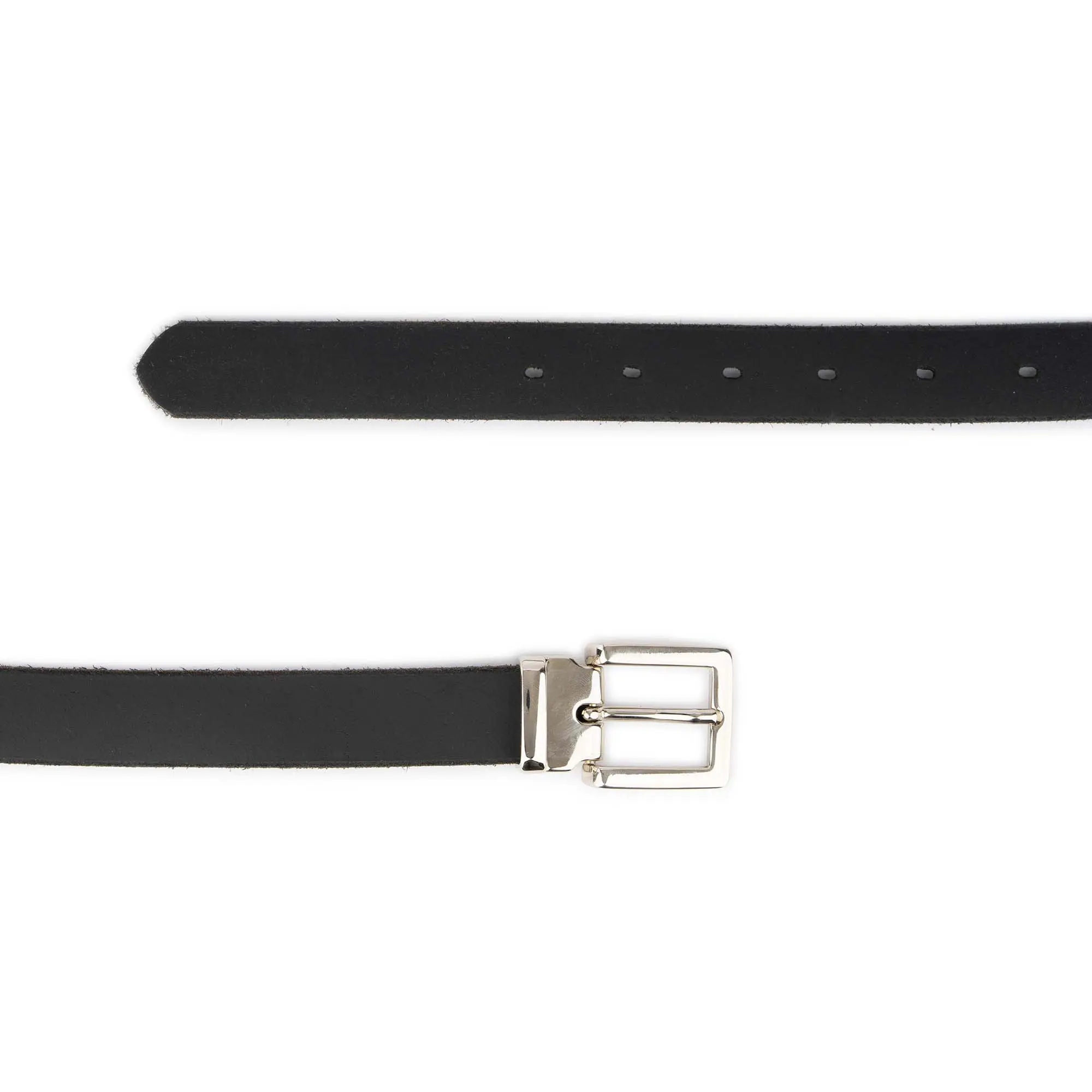 Handmade Plus Size Belt Black Full Grain Leather Nickel Buckle 3