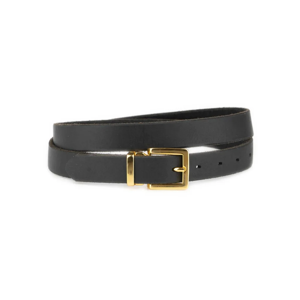 Handmade Plus Size Belt With Gold Buckle Black Full Grain Leather 1 WEST 25 BLAFUG SQGOLD FL25
