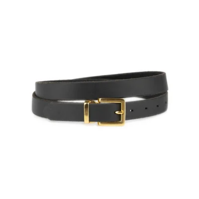 Handmade Plus Size Belt With Gold Buckle Black Full Grain Leather 1 WEST 25 BLAFUG SQGOLD FL25