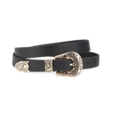 Western Extra Long Leather Belt With Gold Buckle 1 WEST 25 BLAFUG ROSGD FL25