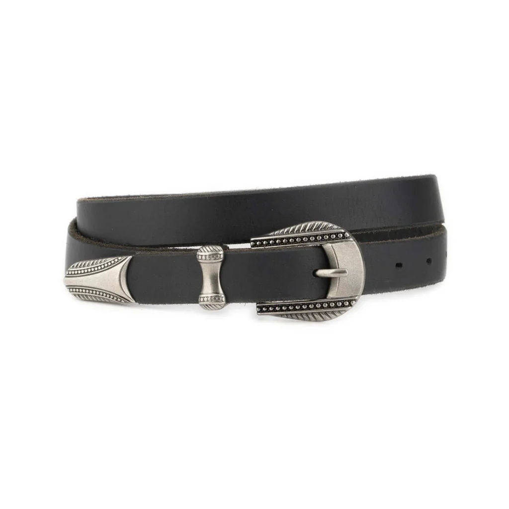 Western Plus Size Belt With Antique Silver Designer Buckle 1 WEST 25 BLAFUG DOTSIL FL25
