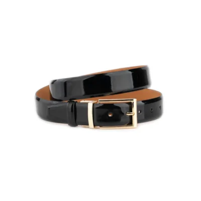 black patent leather mens belt with gold buckle 3 5 cm 1 PATBLA35GOLCLASP