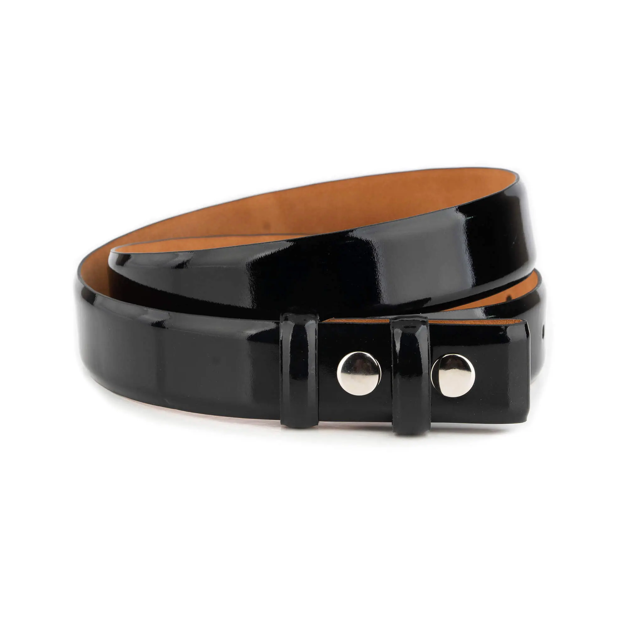 black patent leather snap belt for interchangeable buckle 1 3 8 1 PATBLA35 SNAPKSV