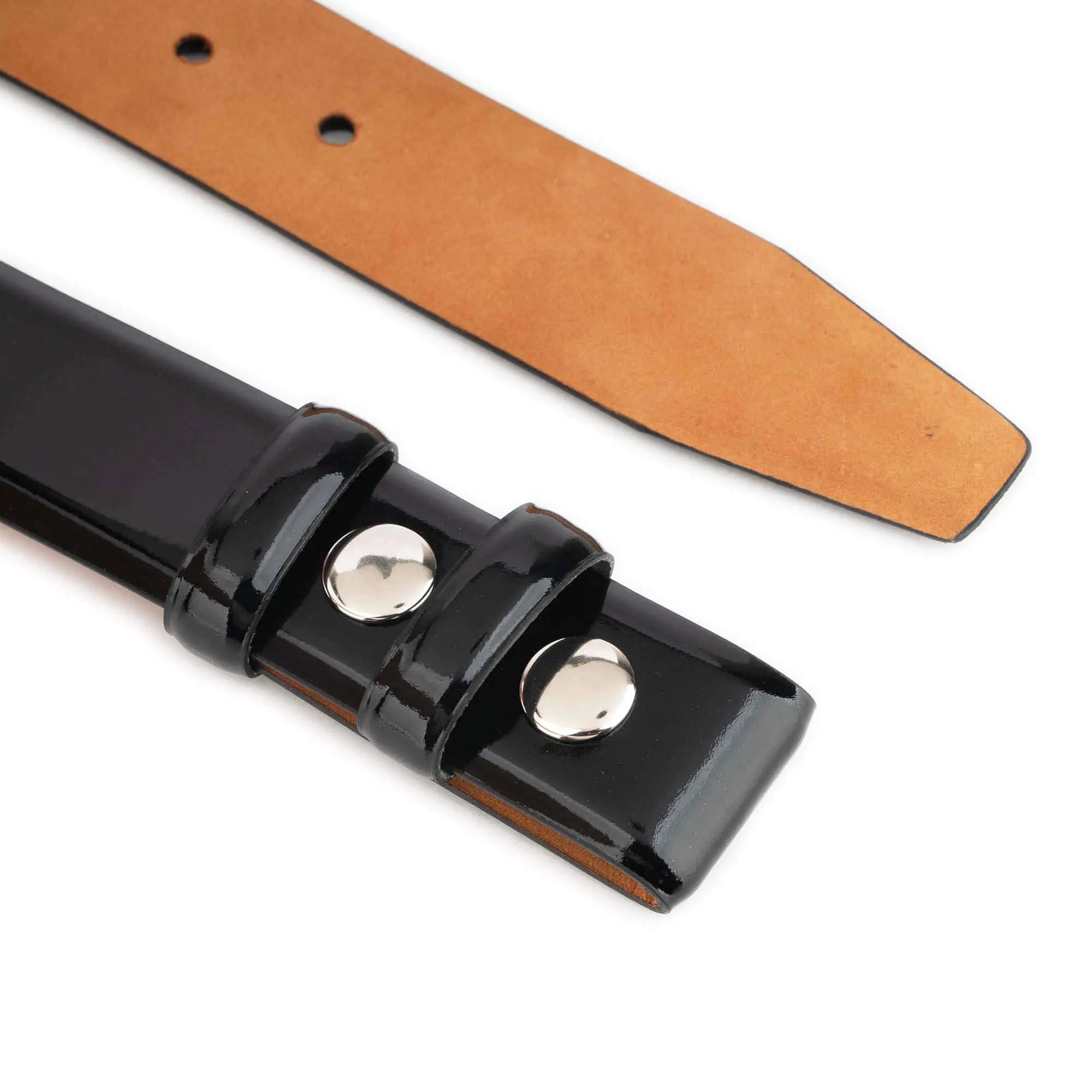 black patent leather snap belt for interchangeable buckle 1 3 8 4