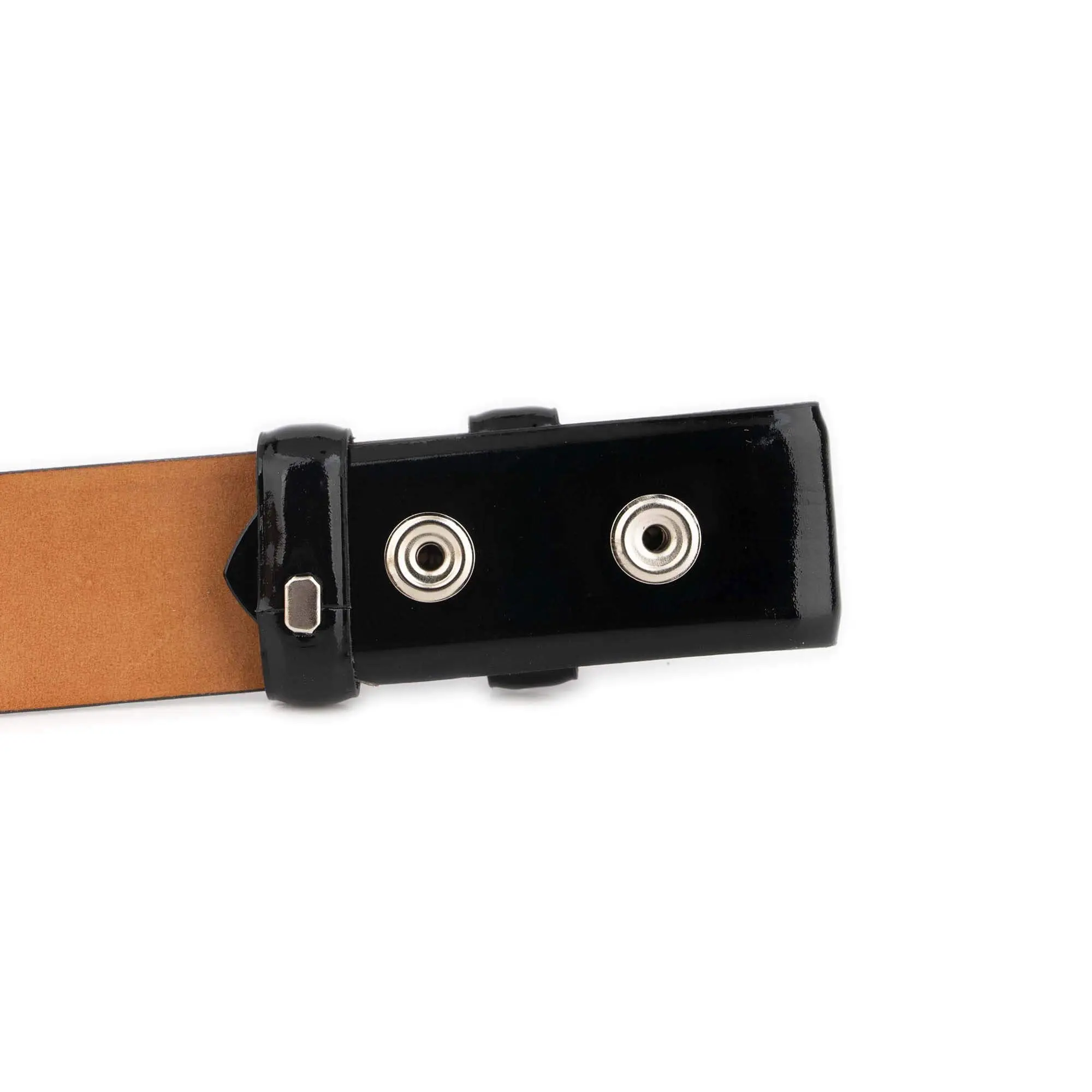black patent leather snap belt for interchangeable buckle 1 3 8 7