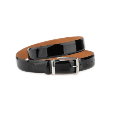 nickel free belt black patent leather with stainless steel buckle 1 PATBLA35STAINSTEE