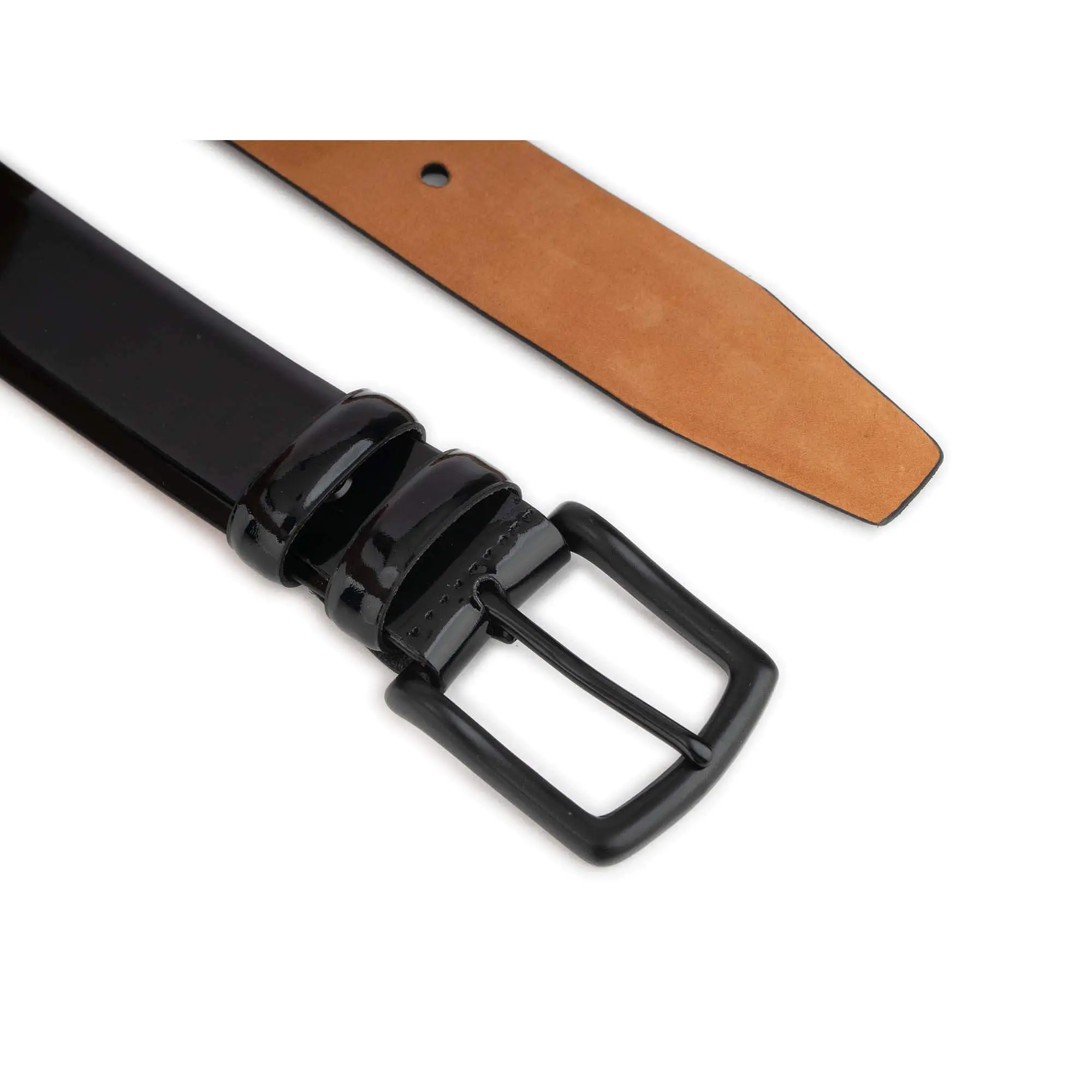 patent leather black buckle belt for men 3 5 cm 3