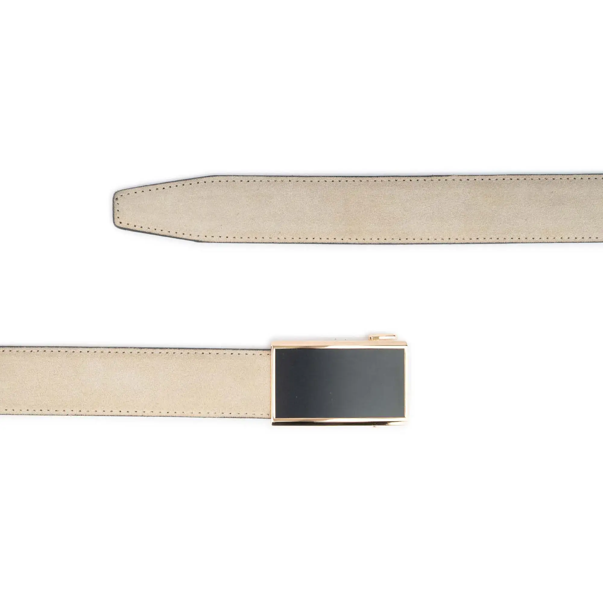 Beige Suede Men's Ratchet Belt With Gold Buckle 3