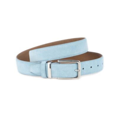 Light Blue Suede Belt for Men Nickel Free & Hypoallergenic 1 LIBLUSUE 35 STAISTEE KSV