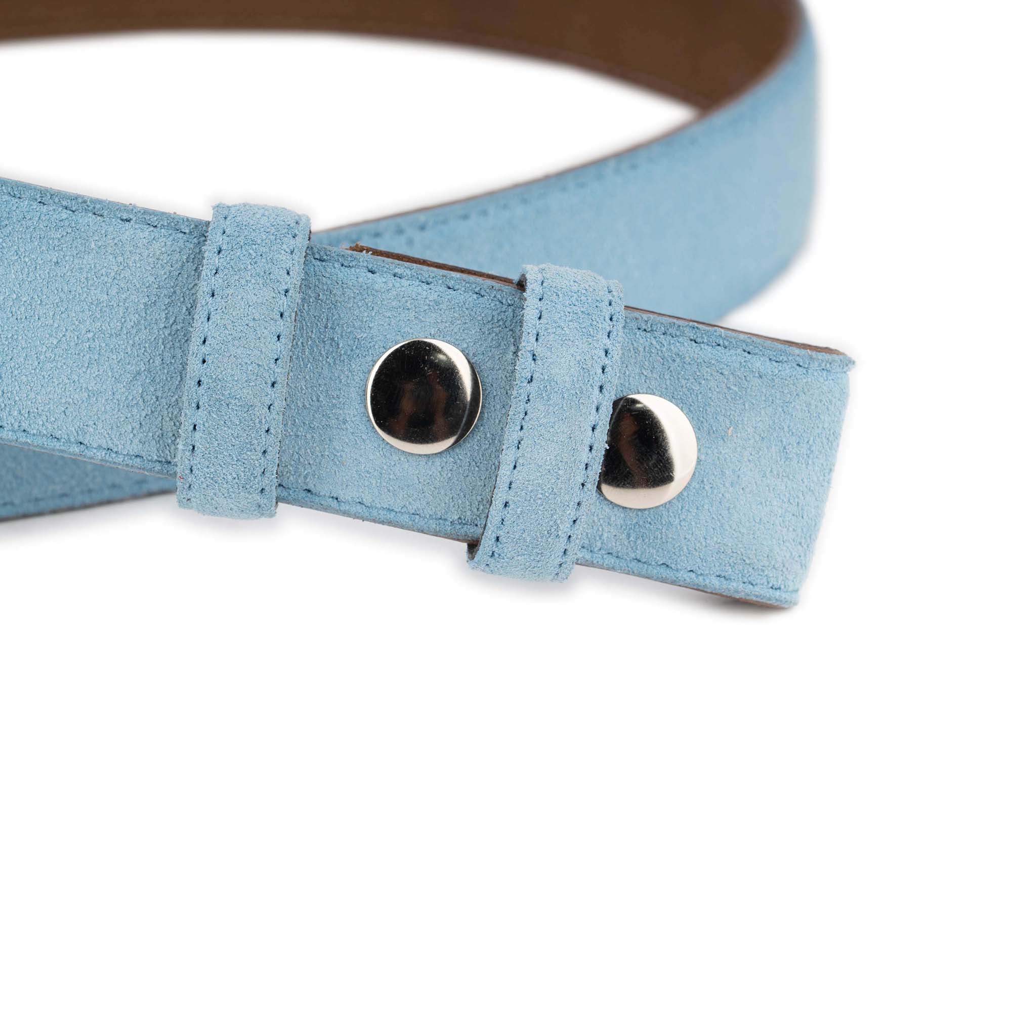 Light Blue Suede Snap Belt Strap For Buckles 3