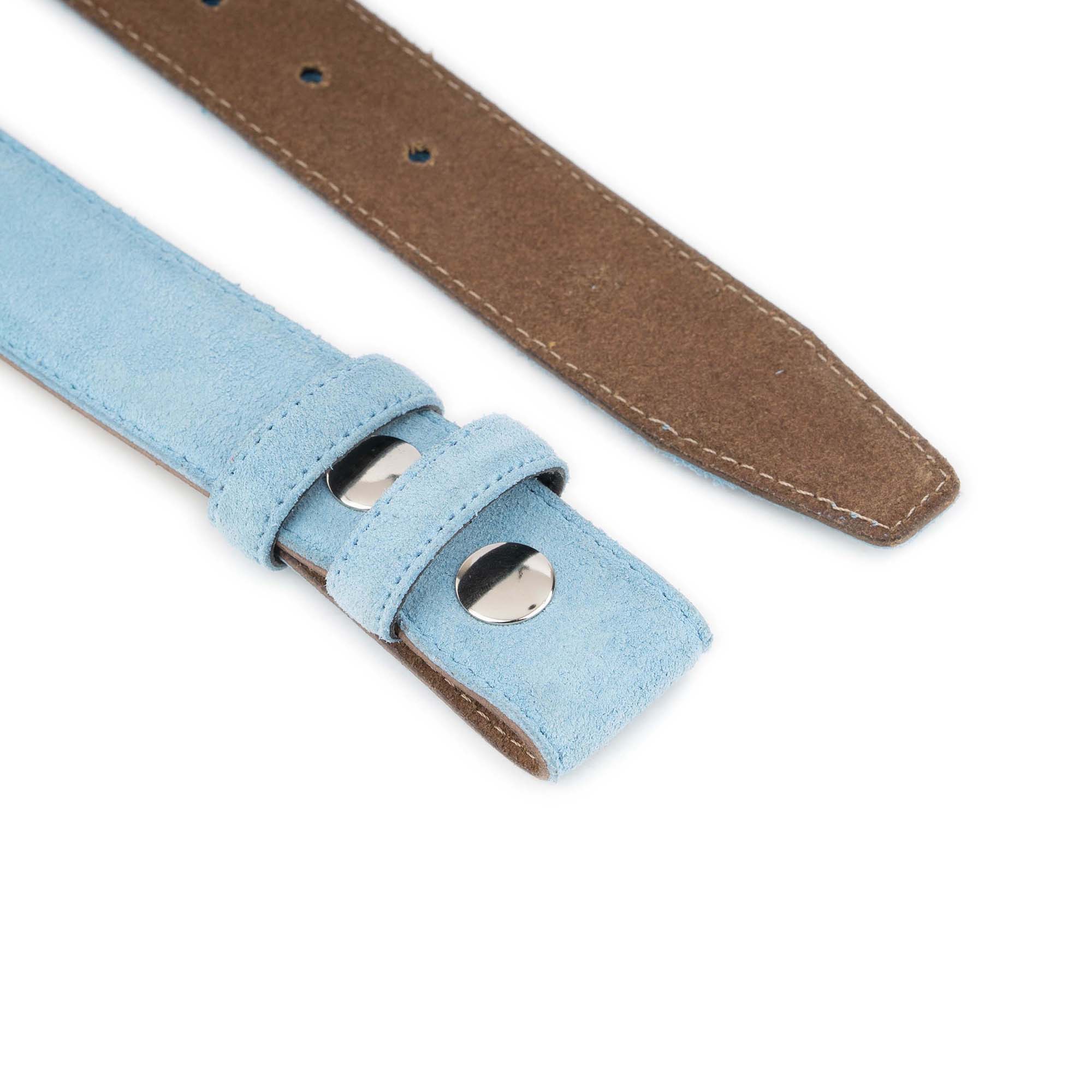 Light Blue Suede Snap Belt Strap For Buckles 4