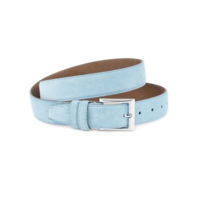 Men's Light Blue Suede Belt With Chrome Buckle 1 LIBLUSUE 35 NICKSQU KSV