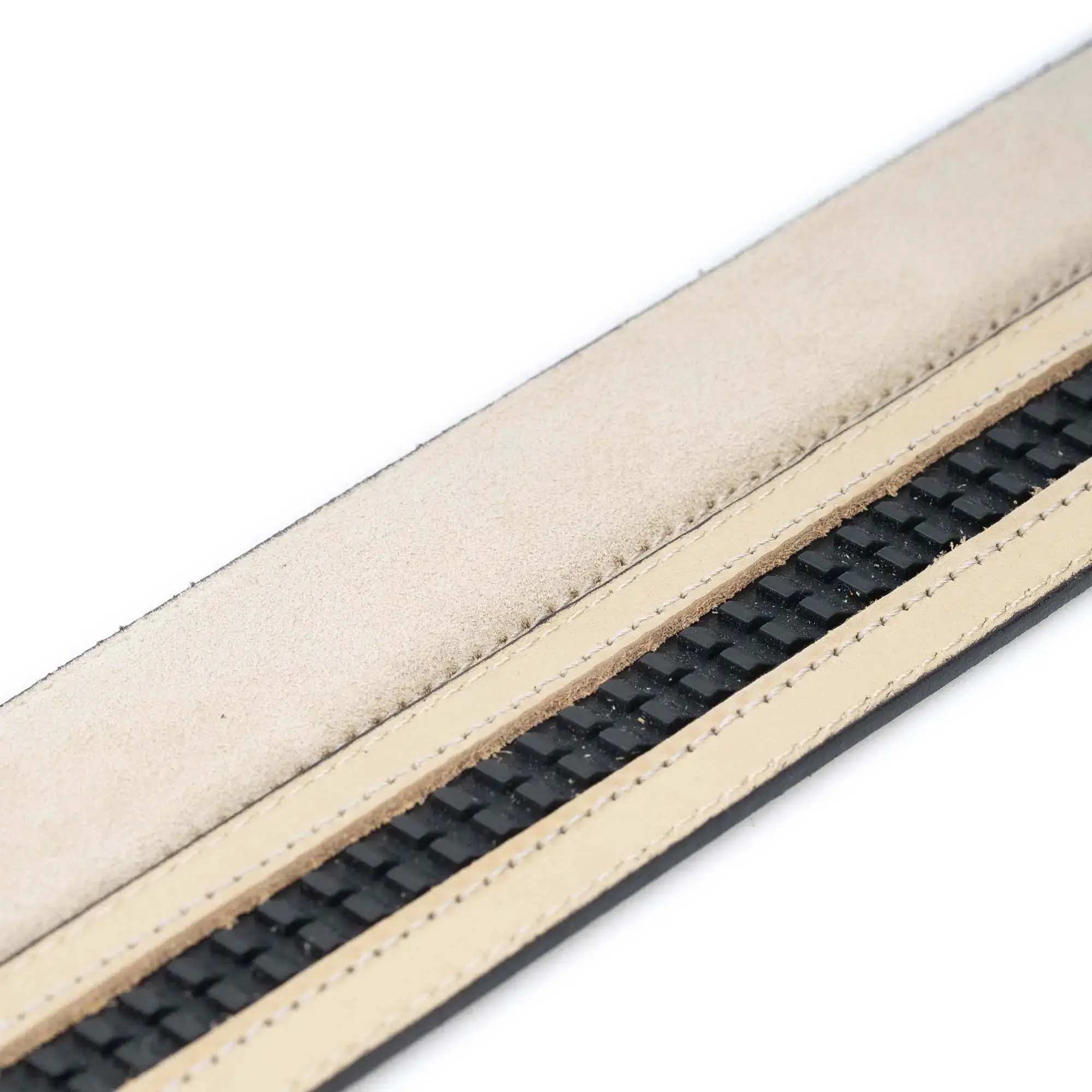 Men's Slide Belt With Gold Buckle Beige Suede Leather 3