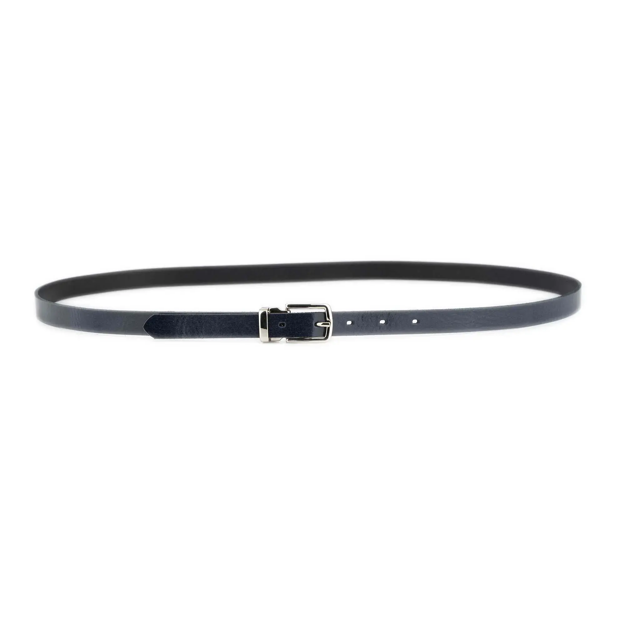 Navy Blue Ladies Thin Belt With Silver Buckle 3
