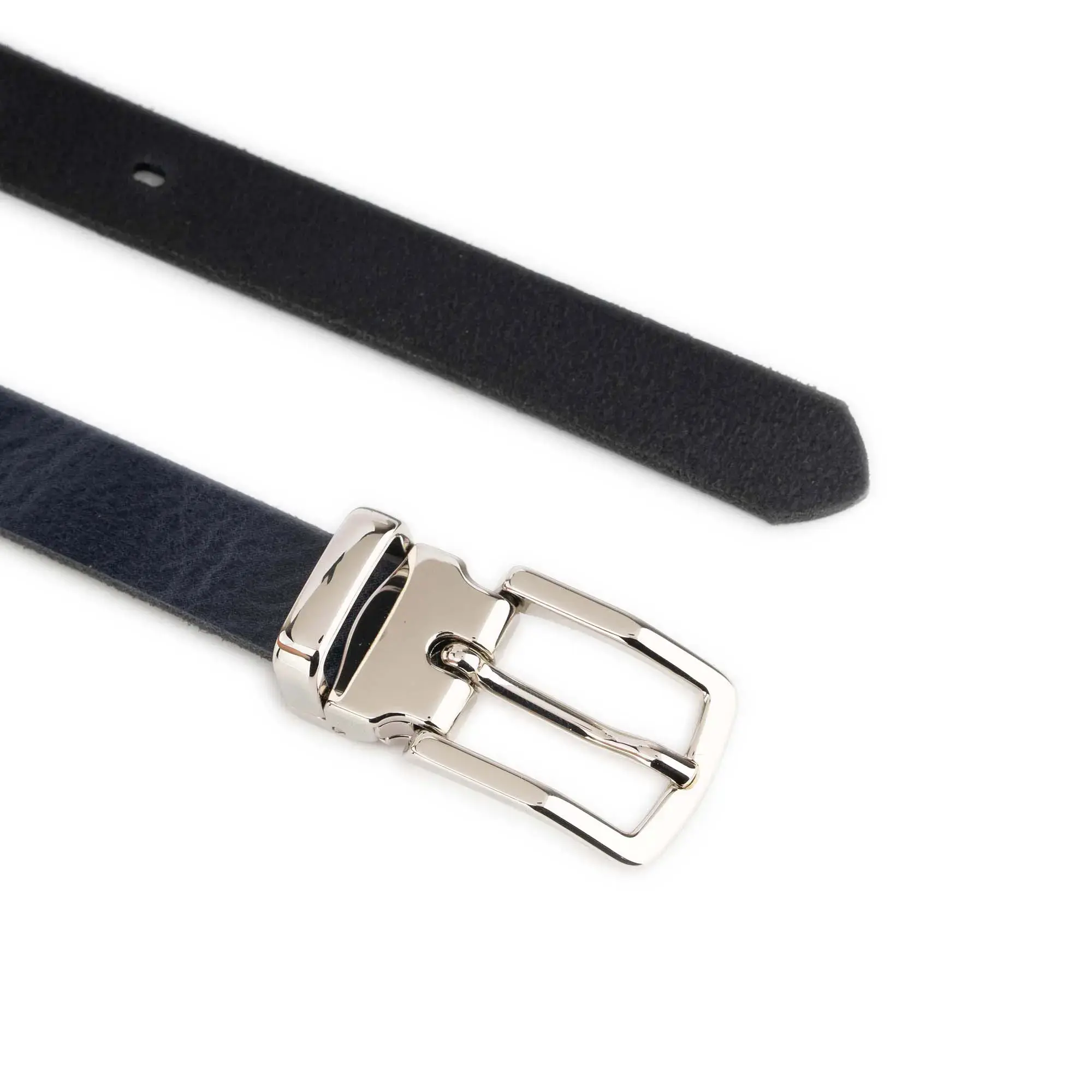 Navy Blue Ladies Thin Belt With Silver Buckle 4
