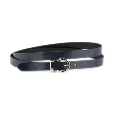 Navy Blue Thin Womens Belt With Silver Buckle 1 GLAZZY 20 NAVBLUE SILROUMAG