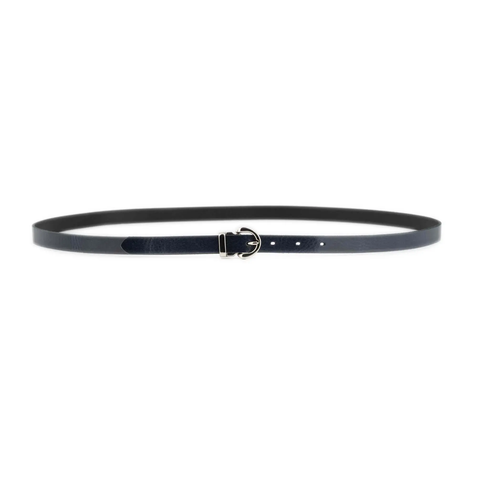Navy Blue Thin Womens Belt With Silver Buckle 3