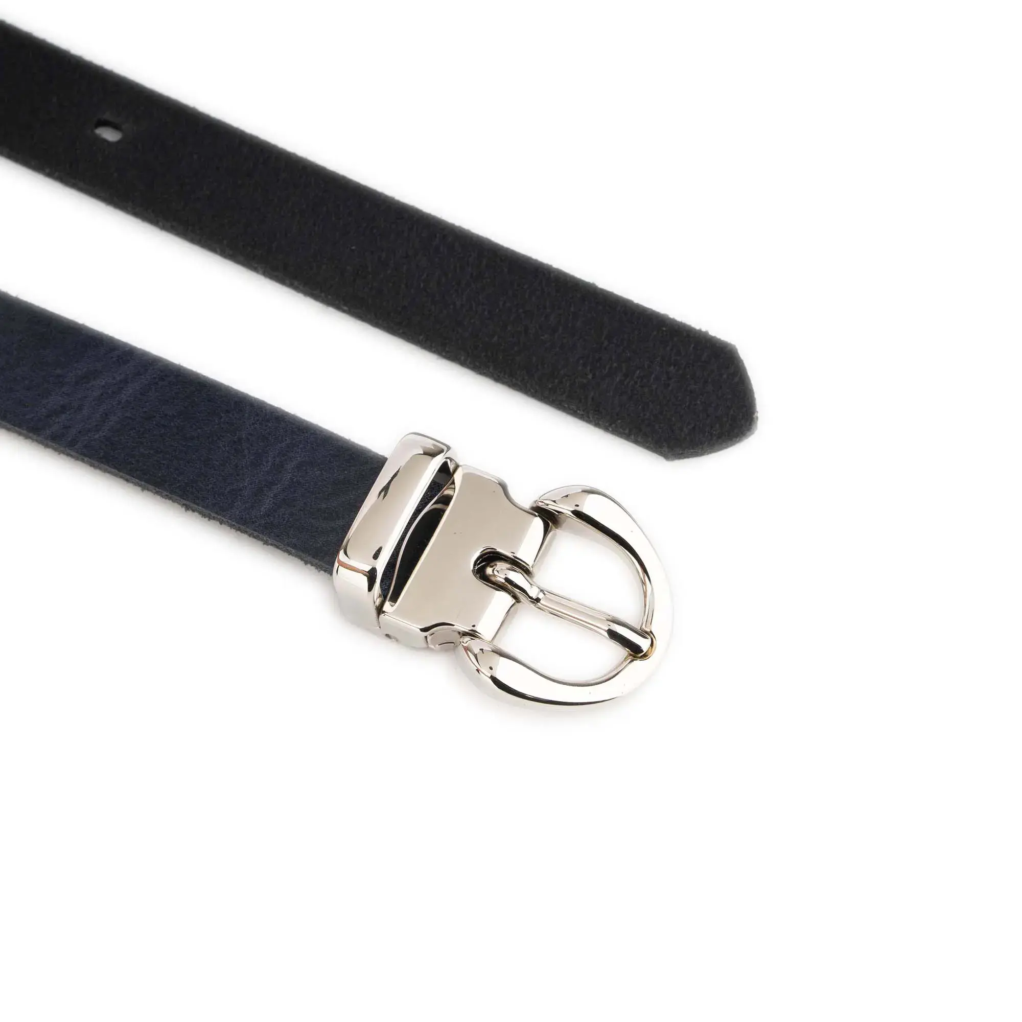 Navy Blue Thin Womens Belt With Silver Buckle 4